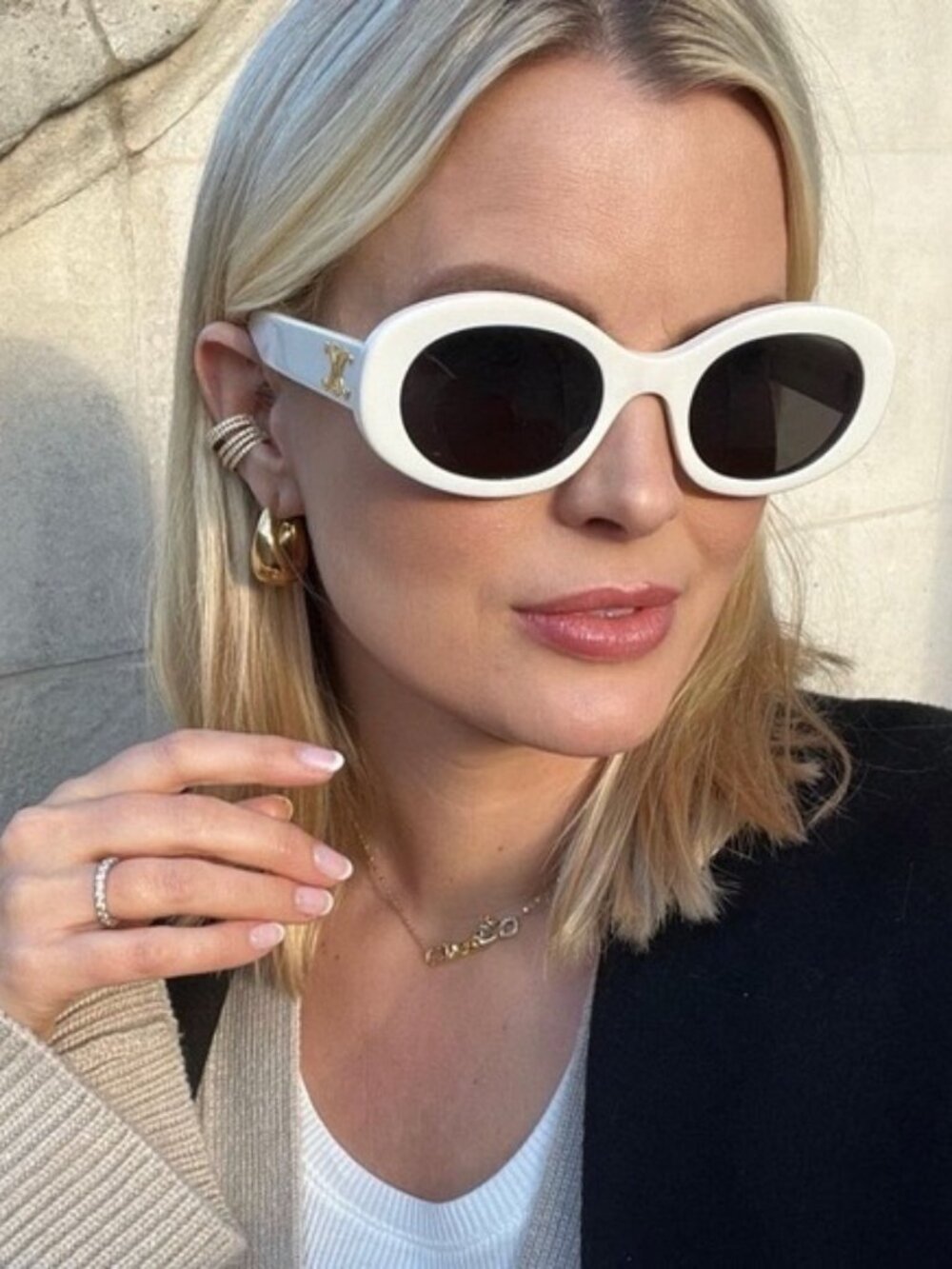 Celine Triomphe Oval Sunglasses in Ivory